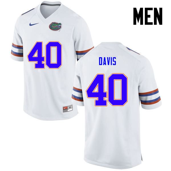 Men's NCAA Florida Gators Jarrad Davis #40 Stitched Authentic Nike White College Football Jersey BGO3765ZE